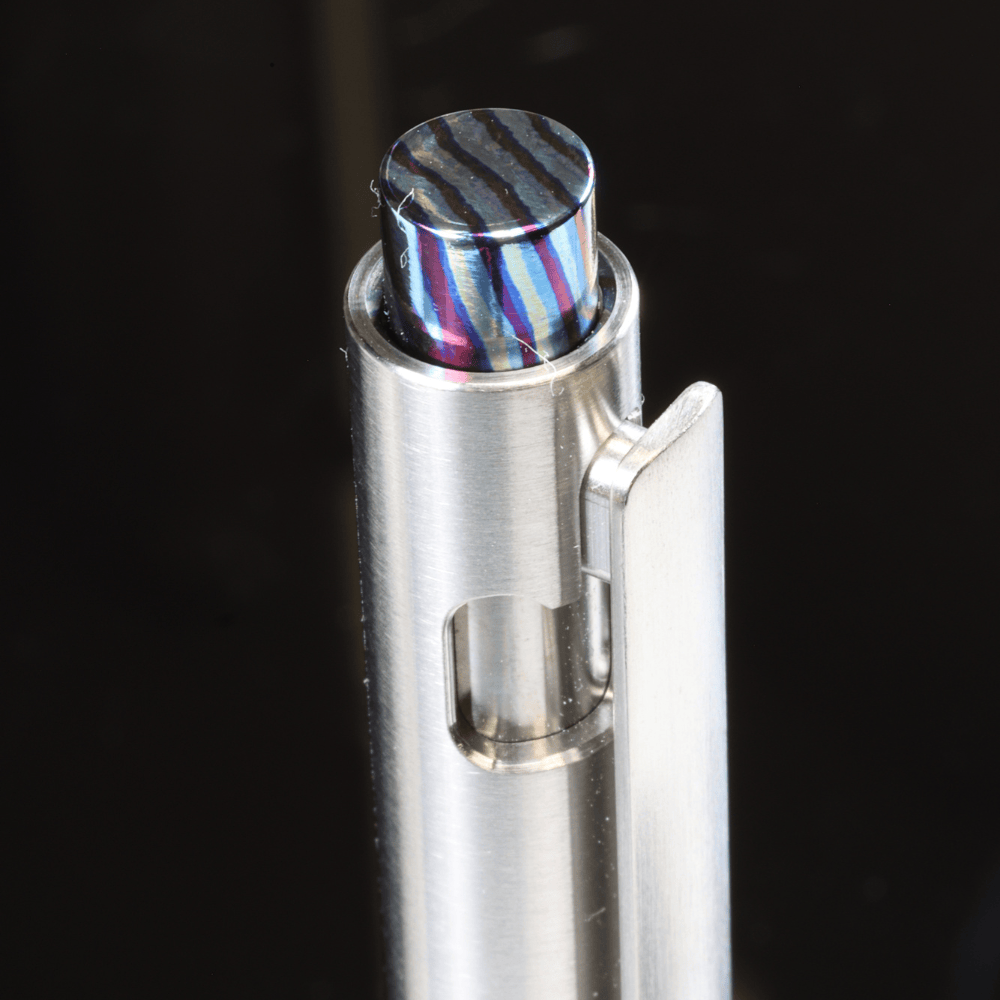 Adjustable Bolt Action Pen Titanium with Titanium Damascus Knock