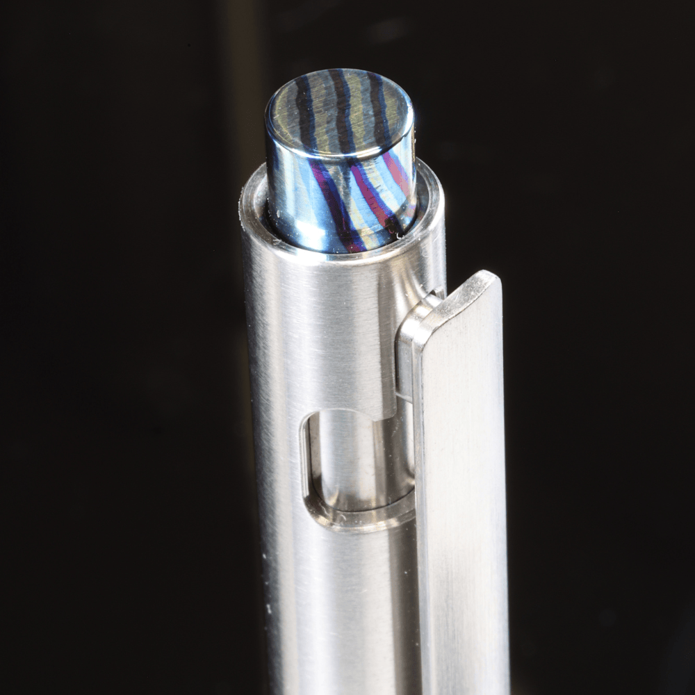 Adjustable Bolt Action Pen Titanium with Titanium Damascus Knock