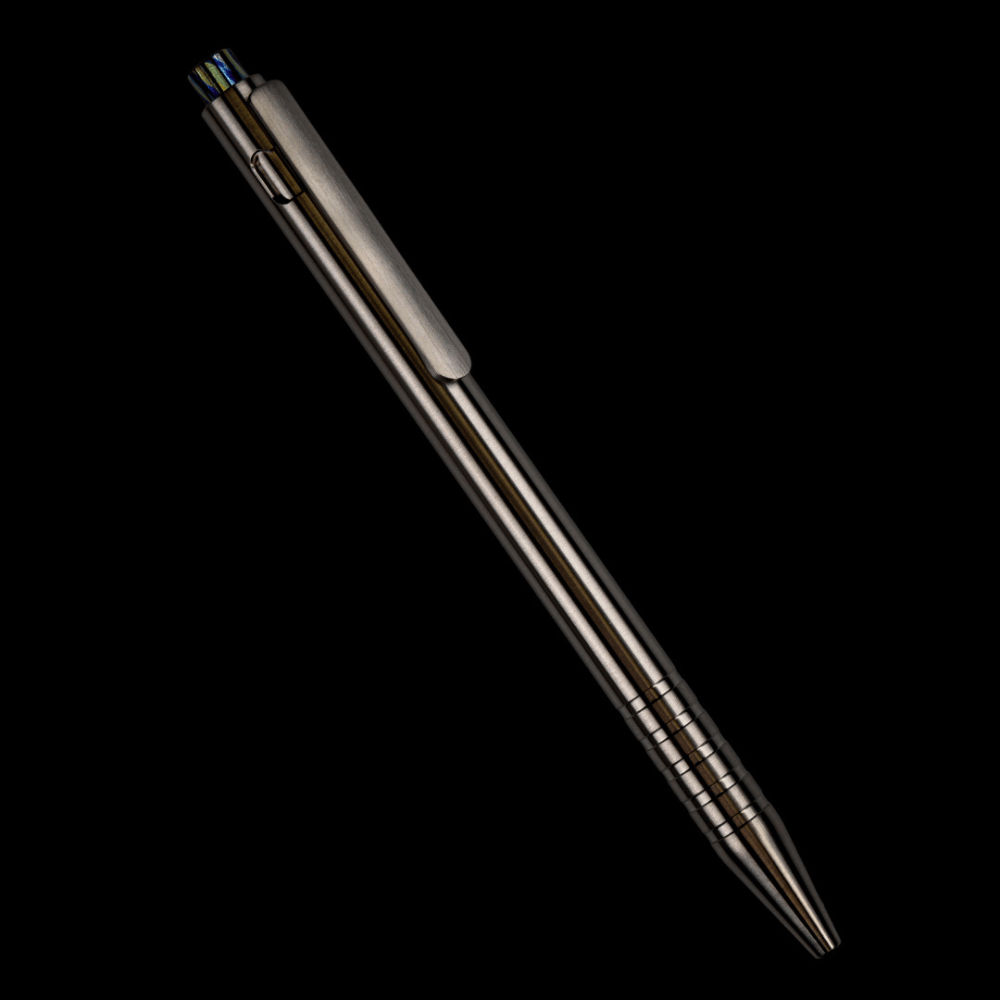 Adjustable Bolt Action Pen Titanium with Titanium Damascus Knock