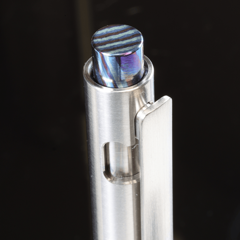 Adjustable Bolt Action Pen Titanium with Titanium Damascus Knock