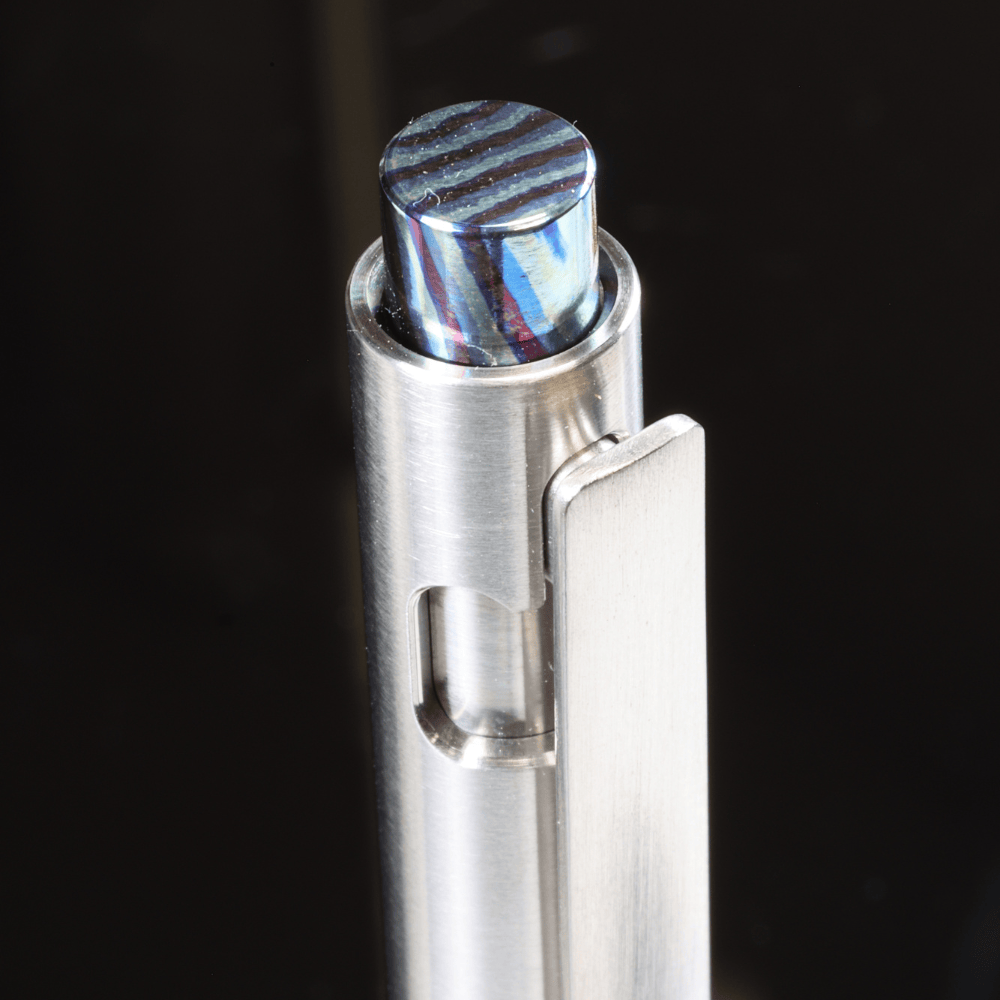 Adjustable Bolt Action Pen Titanium with Titanium Damascus Knock