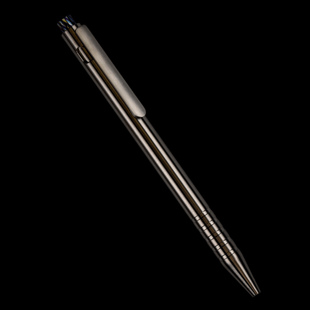 Adjustable Bolt Action Pen Titanium with Titanium Damascus Knock