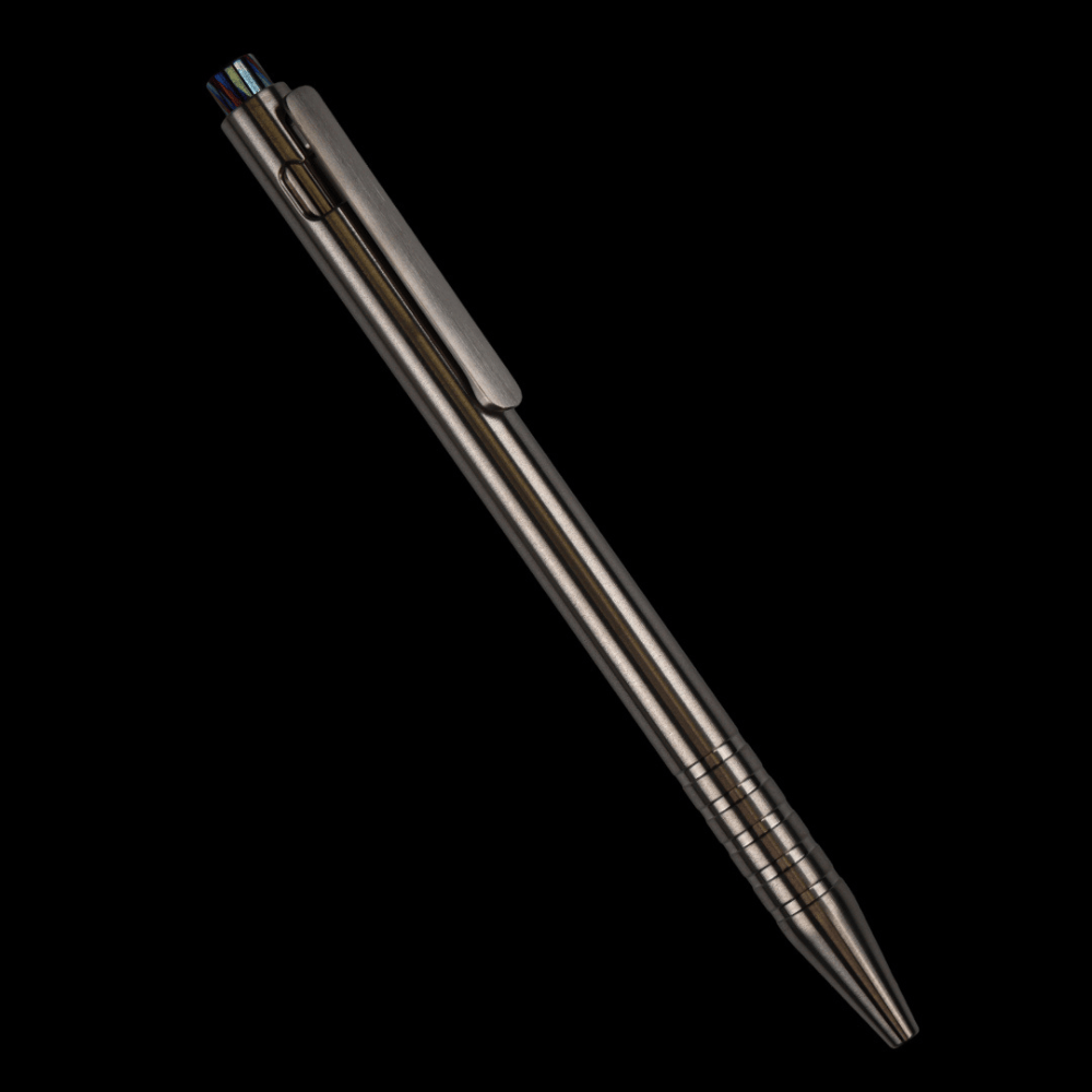 Adjustable Bolt Action Pen Titanium with Titanium Damascus Knock