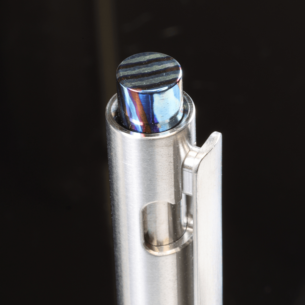 Adjustable Bolt Action Pen Titanium with Titanium Damascus Knock